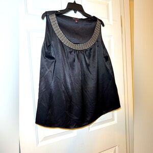 Dana Buchman Woman’s Textured Black Tank Top Beaded Neckline NWT XL